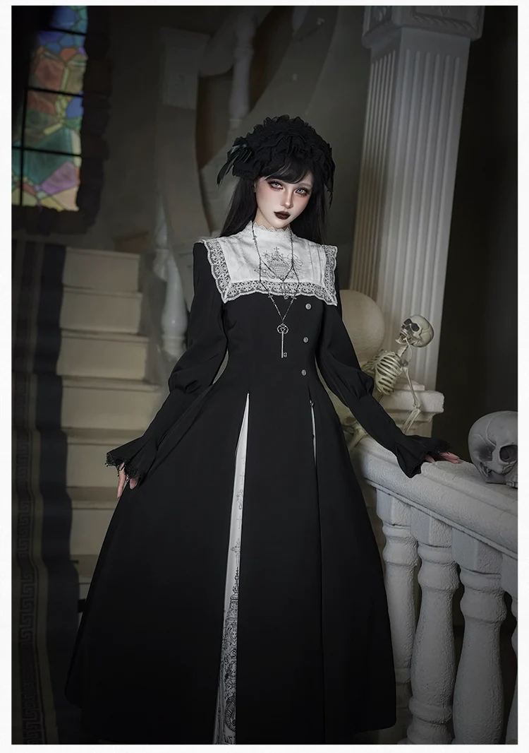 With PUJI - Raven's Night Song - Oriental Aesthetics Gothic Lolita Dress Set - Image 37