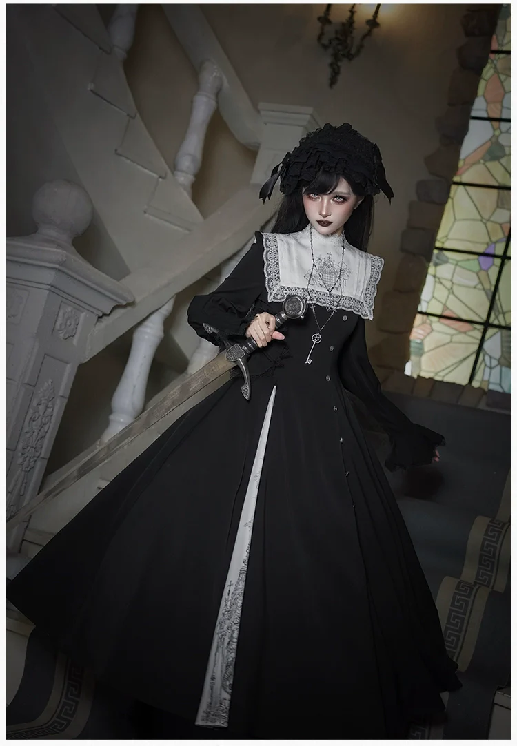 With PUJI - Raven's Night Song - Oriental Aesthetics Gothic Lolita Dress Set - Image 38
