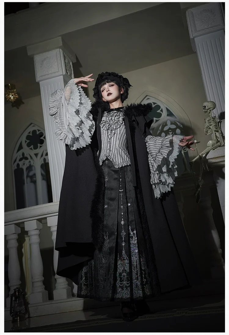 With PUJI - Raven's Night Song - Oriental Aesthetics Gothic Lolita Dress Set - Image 39