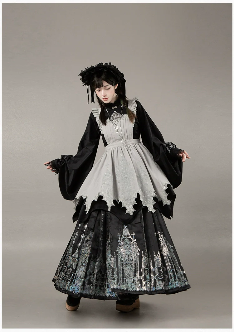 With PUJI - Raven's Night Song - Oriental Aesthetics Gothic Lolita Dress Set - Image 41