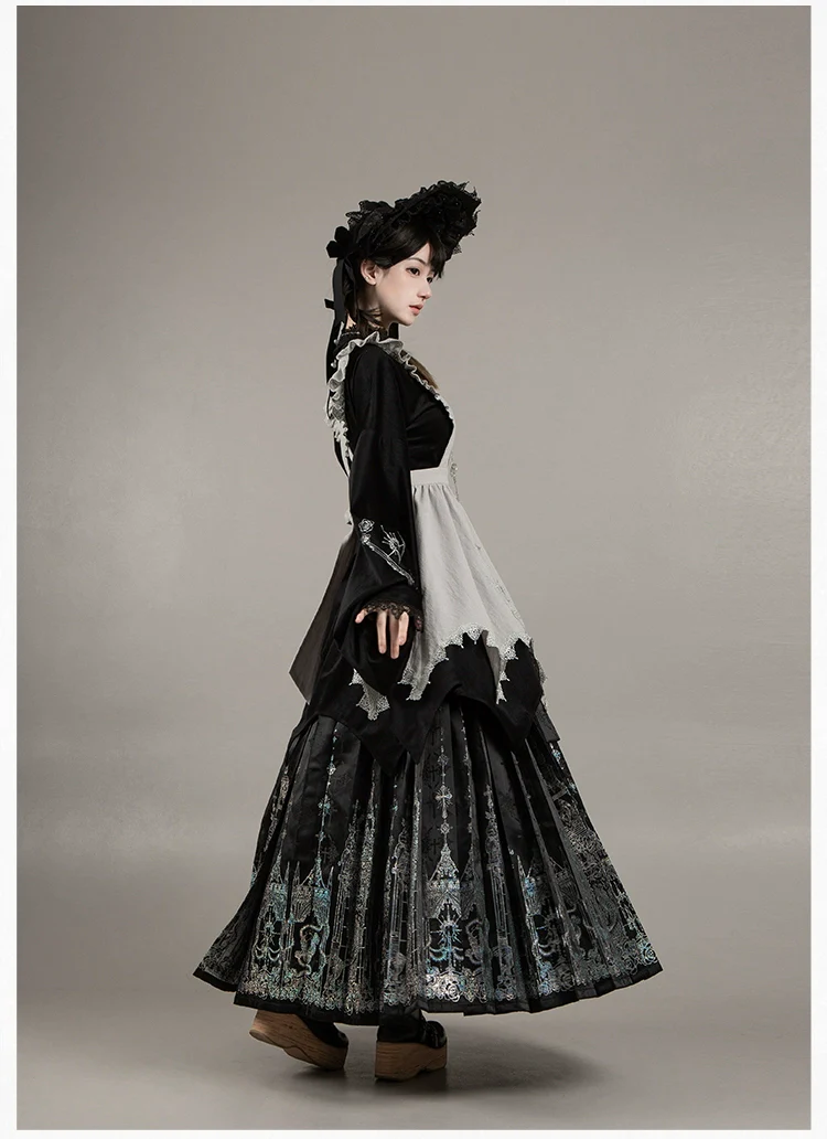 With PUJI - Raven's Night Song - Oriental Aesthetics Gothic Lolita Dress Set - Image 42