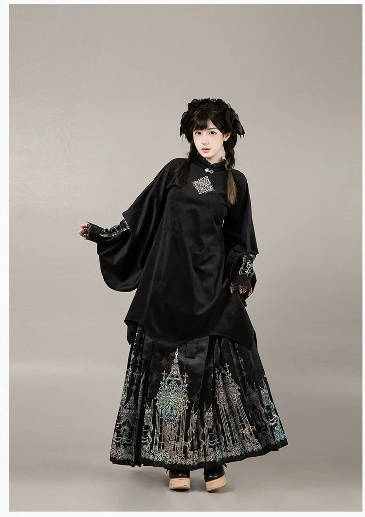 With PUJI - Raven's Night Song - Oriental Aesthetics Gothic Lolita Dress Set - Image 44