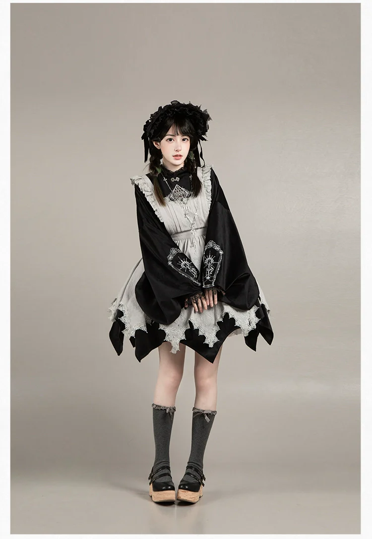With PUJI - Raven's Night Song - Oriental Aesthetics Gothic Lolita Dress Set - Image 45