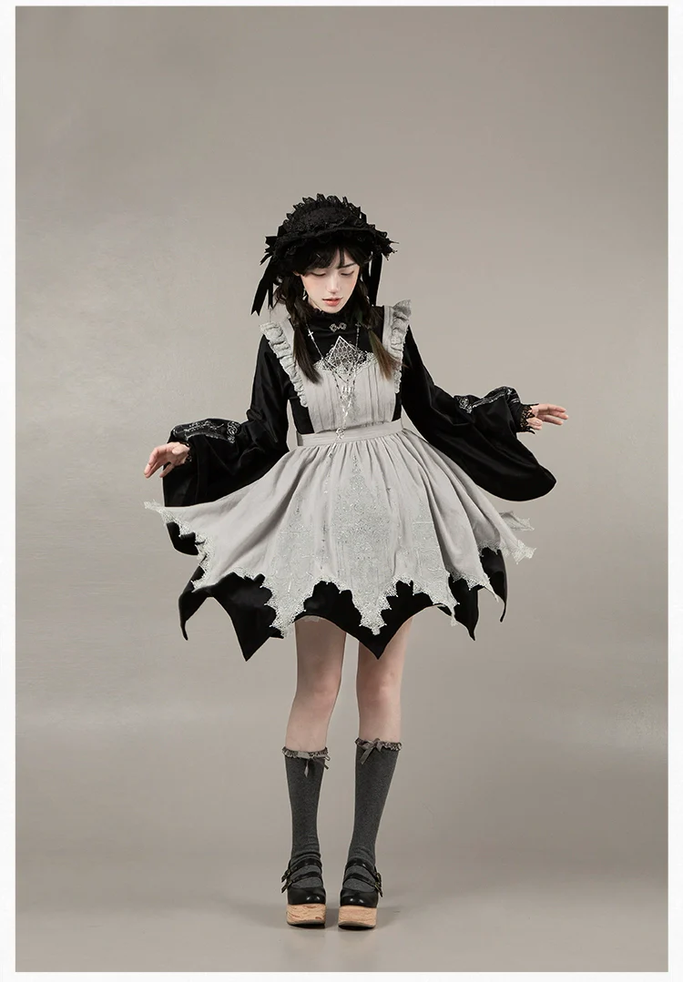 With PUJI - Raven's Night Song - Oriental Aesthetics Gothic Lolita Dress Set - Image 46