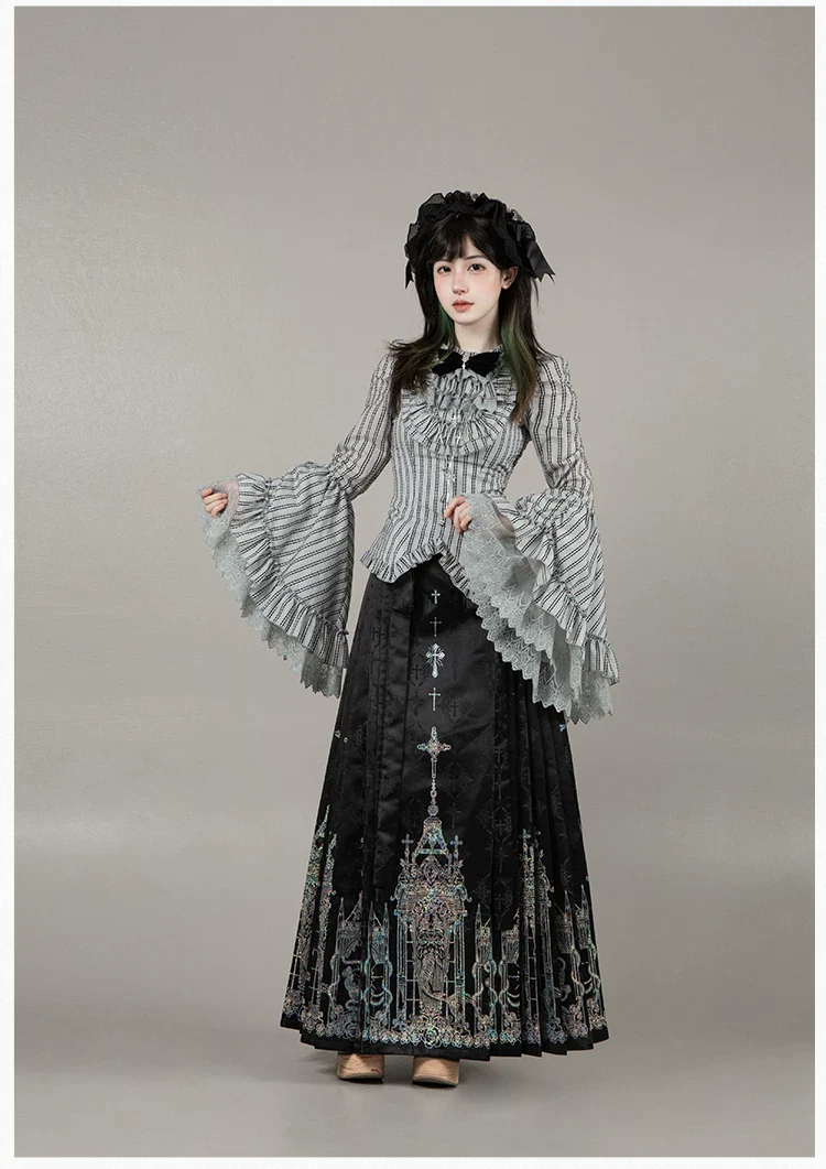 With PUJI - Raven's Night Song - Oriental Aesthetics Gothic Lolita Dress Set - Image 48