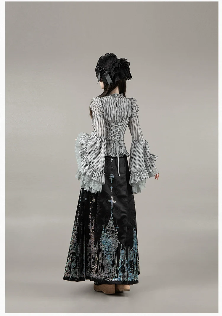 With PUJI - Raven's Night Song - Oriental Aesthetics Gothic Lolita Dress Set - Image 49