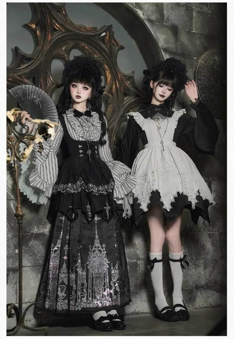 With PUJI - Raven's Night Song - Oriental Aesthetics Gothic Lolita Dress Set - Image 5
