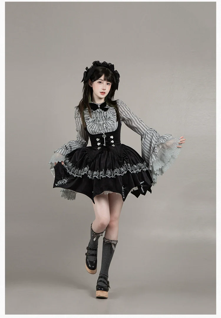 With PUJI - Raven's Night Song - Oriental Aesthetics Gothic Lolita Dress Set - Image 50