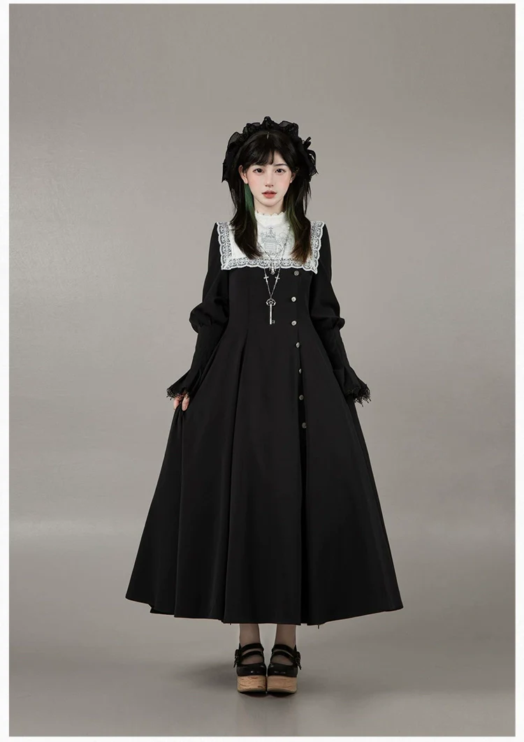 With PUJI - Raven's Night Song - Oriental Aesthetics Gothic Lolita Dress Set - Image 52