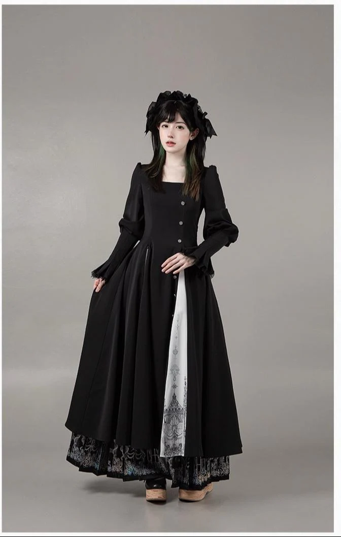 With PUJI - Raven's Night Song - Oriental Aesthetics Gothic Lolita Dress Set - Image 53