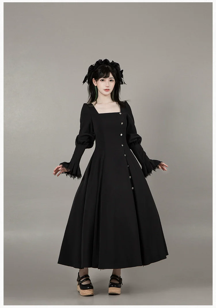 With PUJI - Raven's Night Song - Oriental Aesthetics Gothic Lolita Dress Set - Image 55