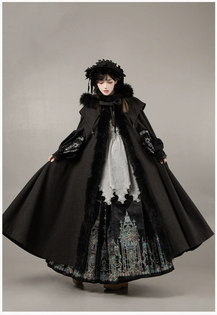 With PUJI - Raven's Night Song - Oriental Aesthetics Gothic Lolita Dress Set - Image 57
