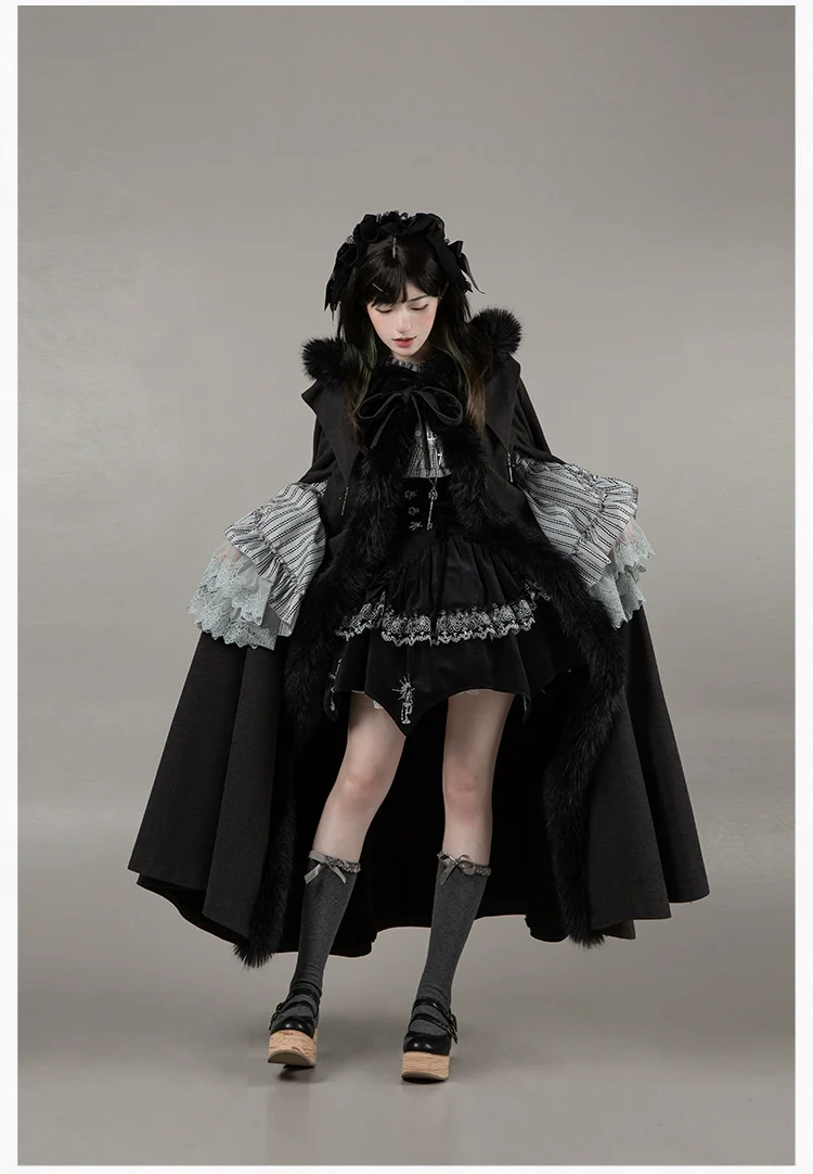 With PUJI - Raven's Night Song - Oriental Aesthetics Gothic Lolita Dress Set - Image 58