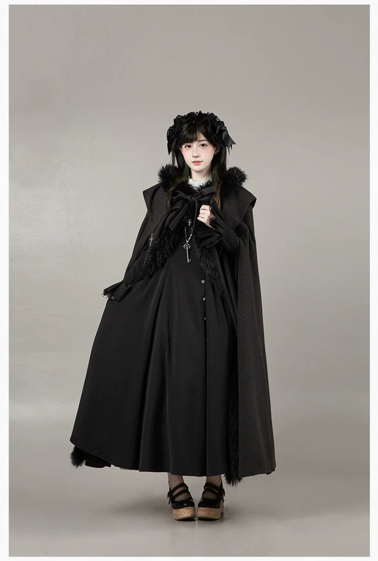 With PUJI - Raven's Night Song - Oriental Aesthetics Gothic Lolita Dress Set - Image 59