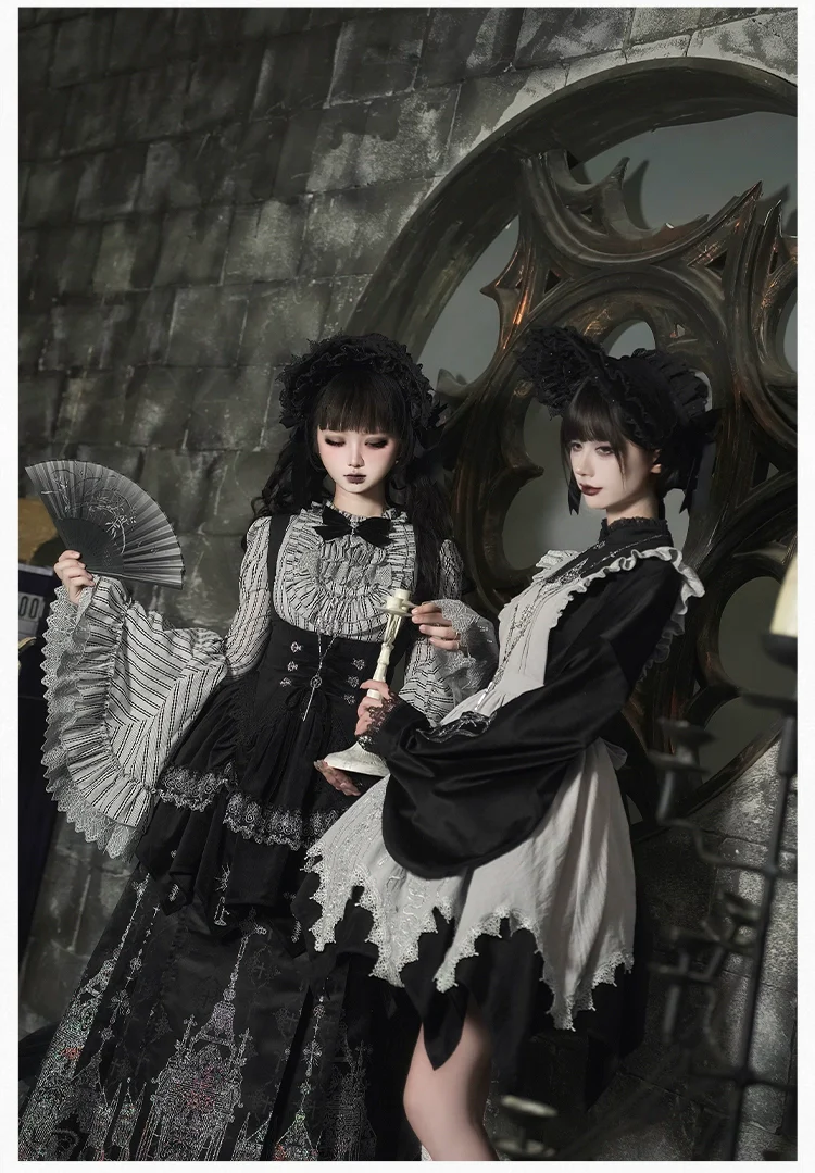 With PUJI - Raven's Night Song - Oriental Aesthetics Gothic Lolita Dress Set - Image 6