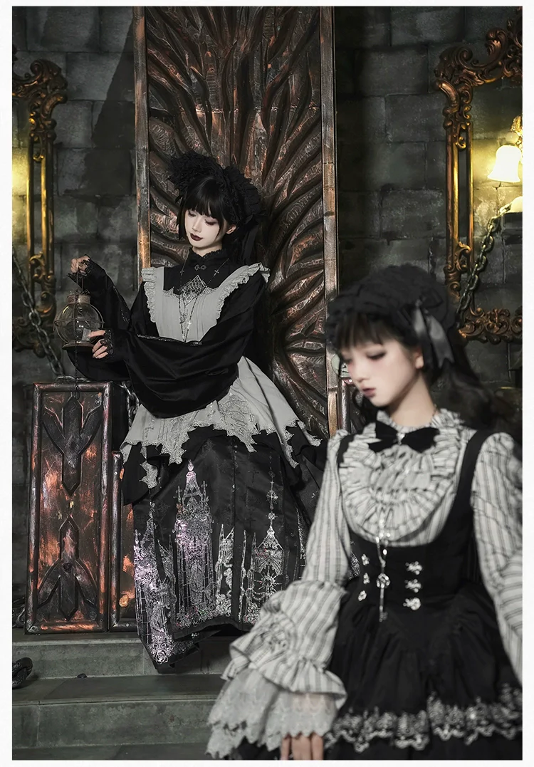 With PUJI - Raven's Night Song - Oriental Aesthetics Gothic Lolita Dress Set - Image 8