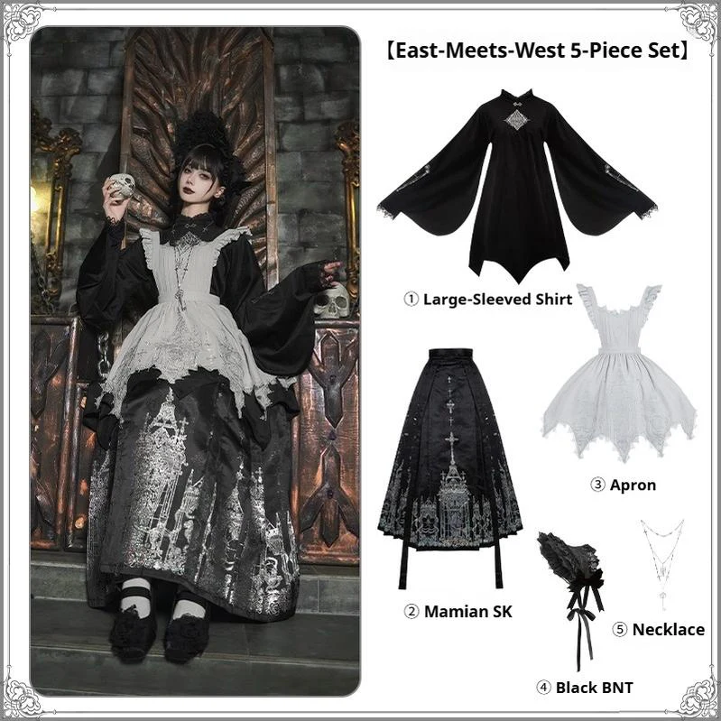With PUJI - Raven's Night Song - Oriental Aesthetics Gothic Lolita Dress Set - Image 9