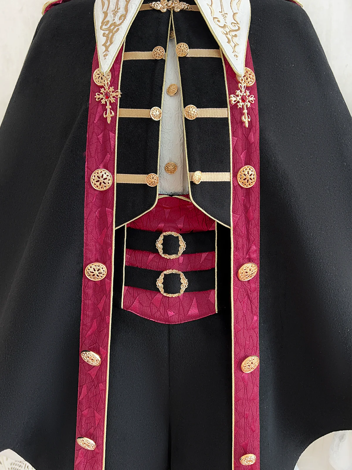 Vampire Youth - Ouji Lolita Bat Shaped Cape Set, Gold Embroidery & Red Accents - Image 14