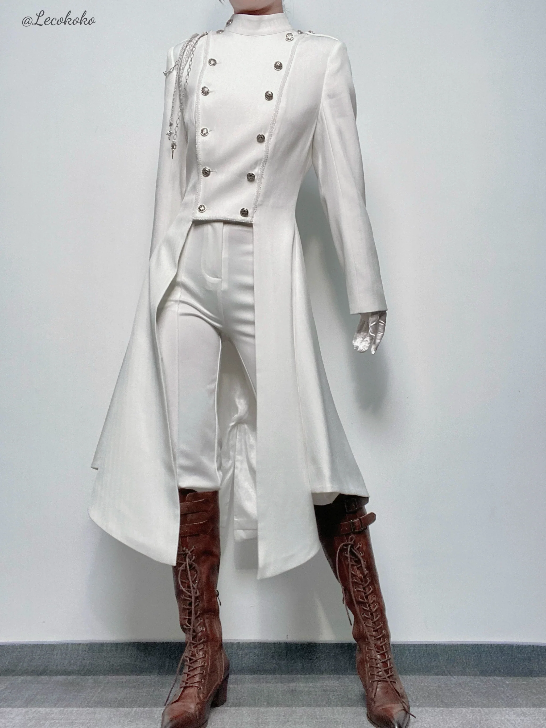Eternal Moonlit Night - Ouji Lolita Coat, Double-Breasted High-Low Hem - Image 18
