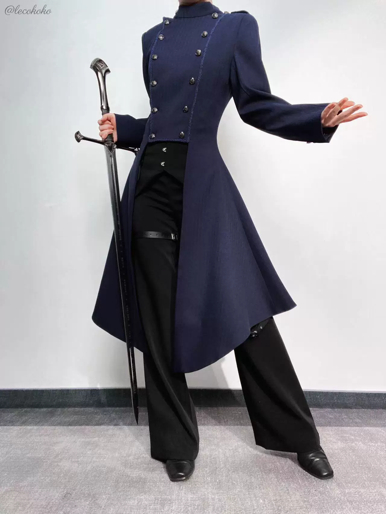 Eternal Moonlit Night - Ouji Lolita Coat, Double-Breasted High-Low Hem - Image 23