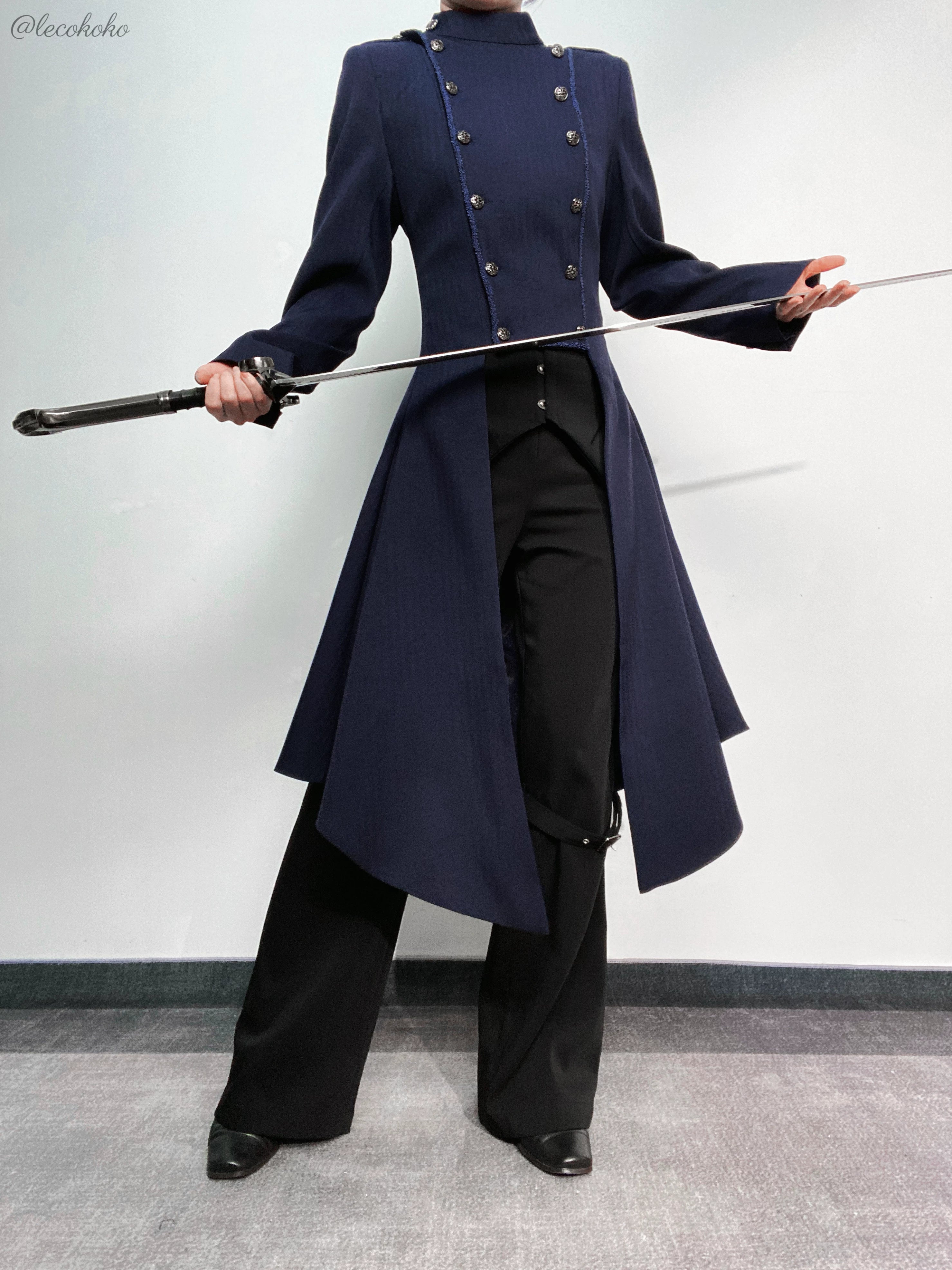 Eternal Moonlit Night - Ouji Lolita Coat, Double-Breasted High-Low Hem - Image 24