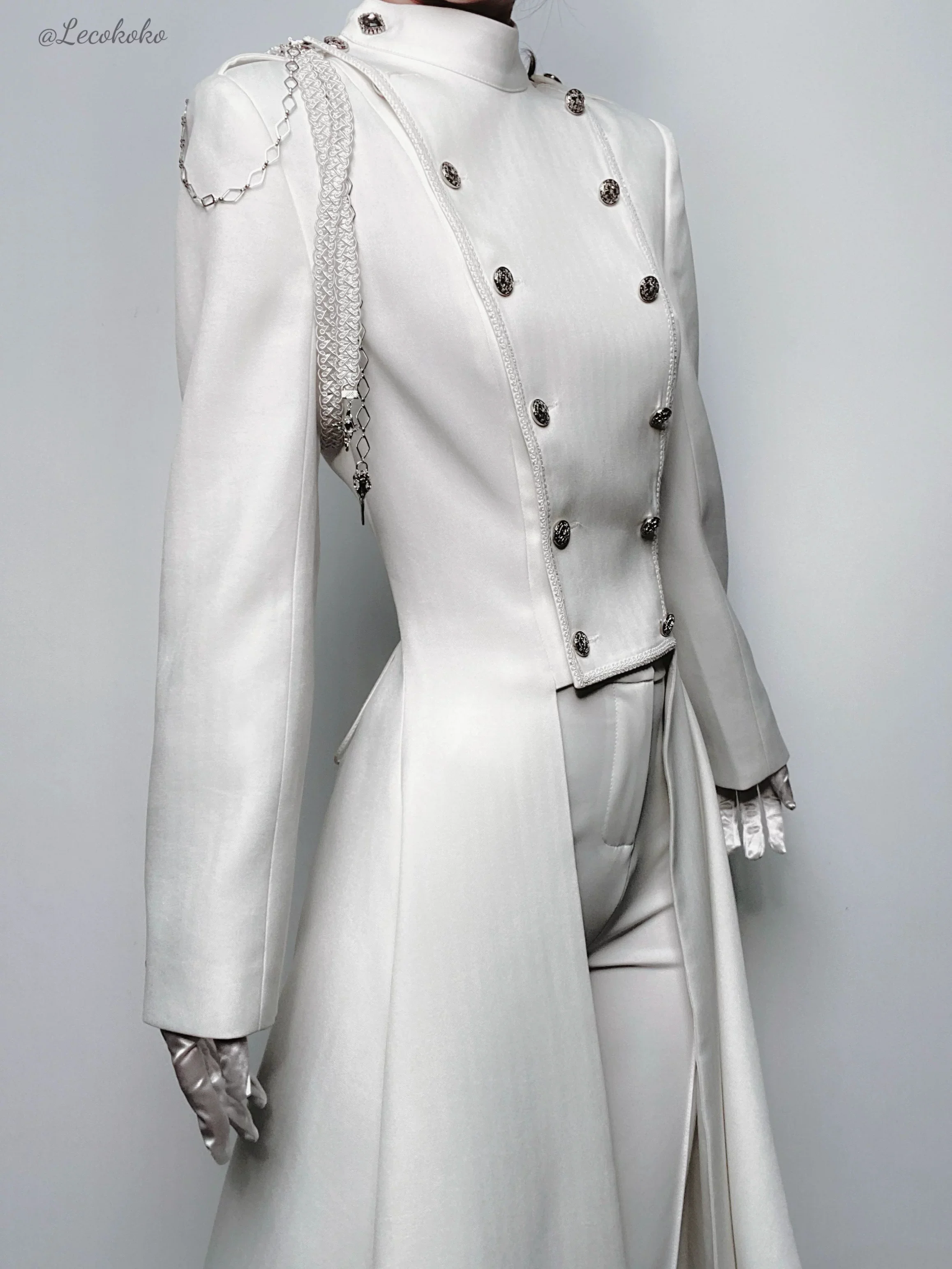 Eternal Moonlit Night - Ouji Lolita Coat, Double-Breasted High-Low Hem - Image 4