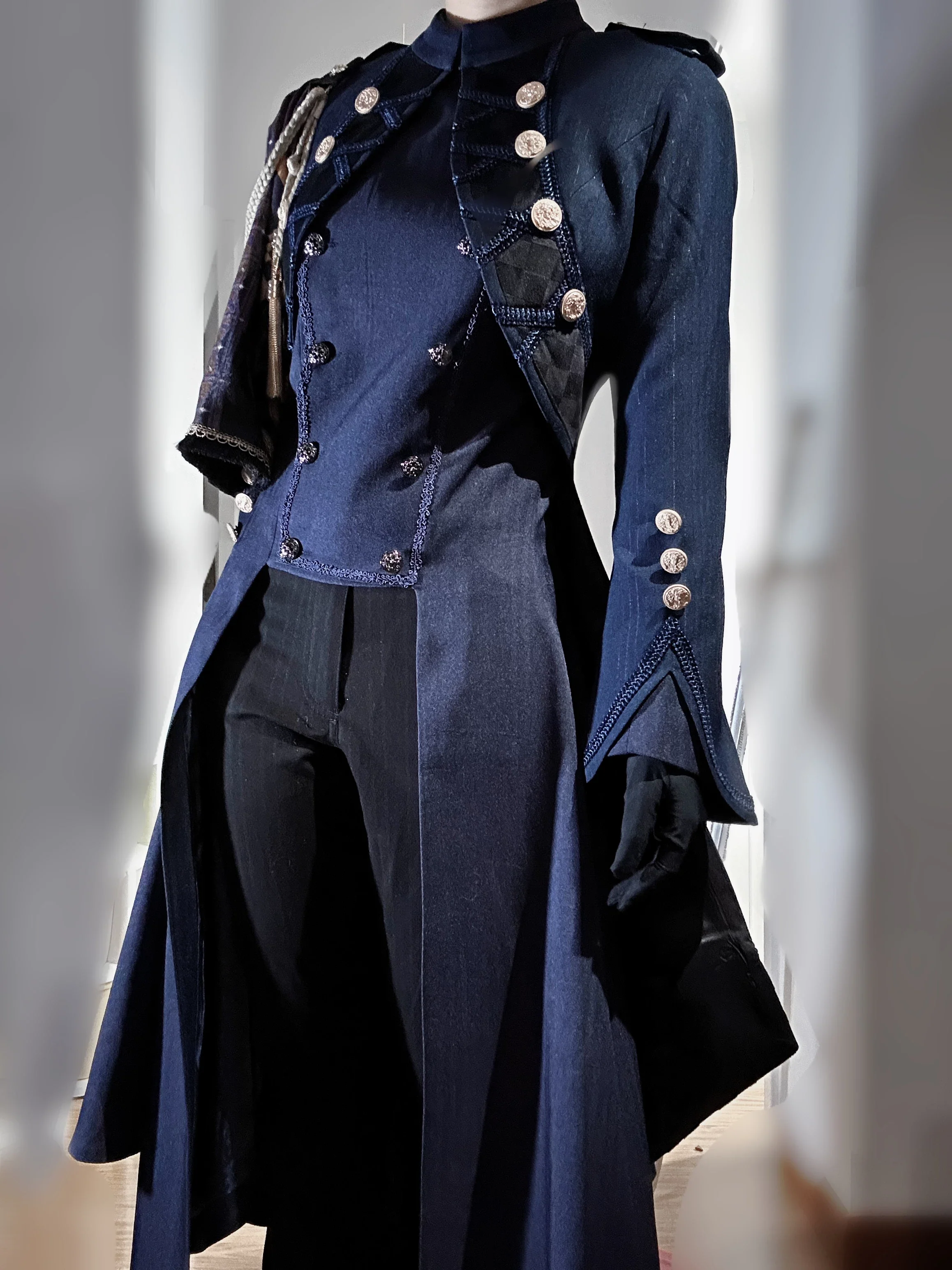Eternal Moonlit Night - Ouji Lolita Coat, Double-Breasted High-Low Hem - Image 7