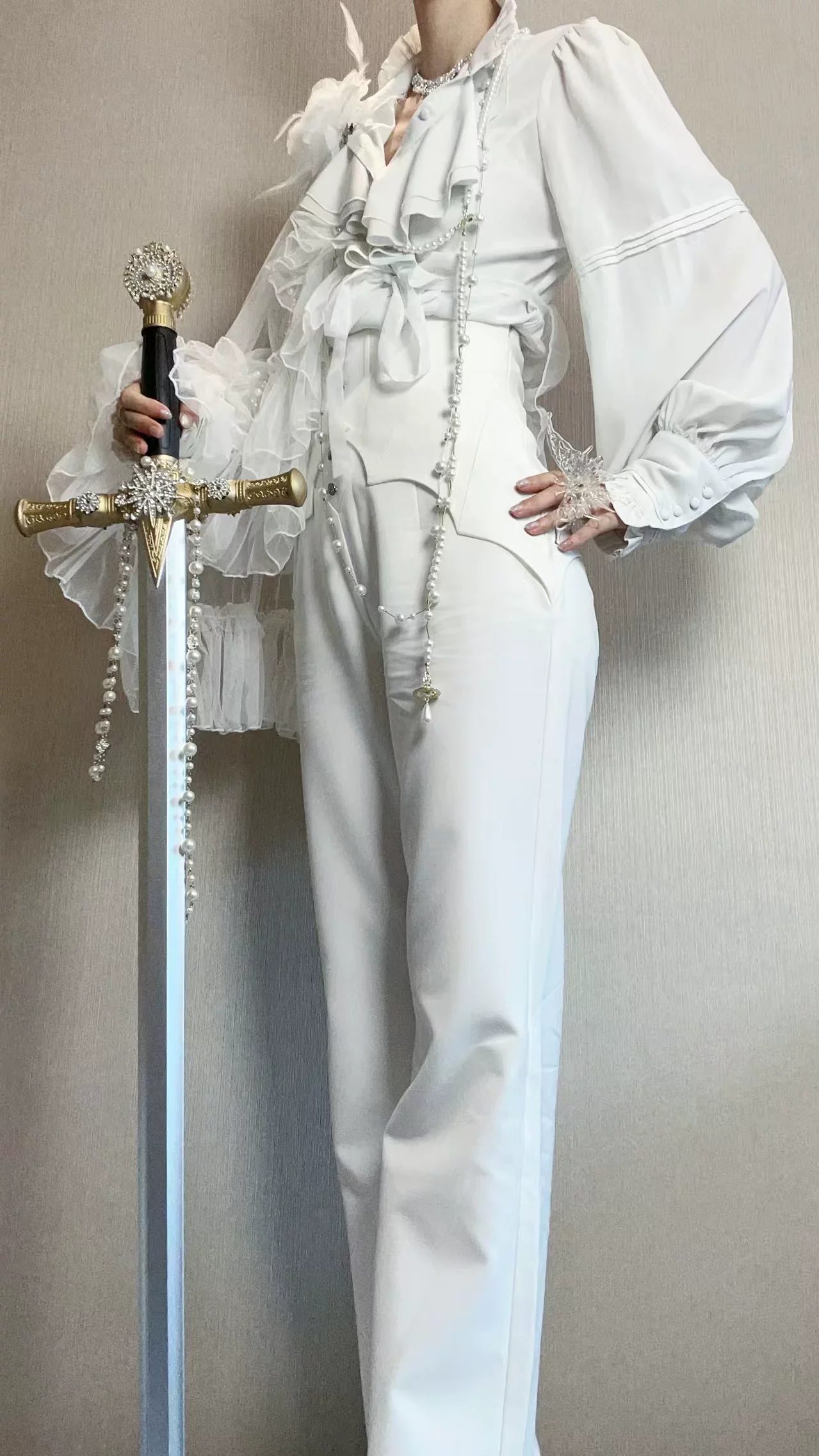 Earl of Drooping Wings - Ouji Lolita Flared Pants, Batwing Decoration - Image 23