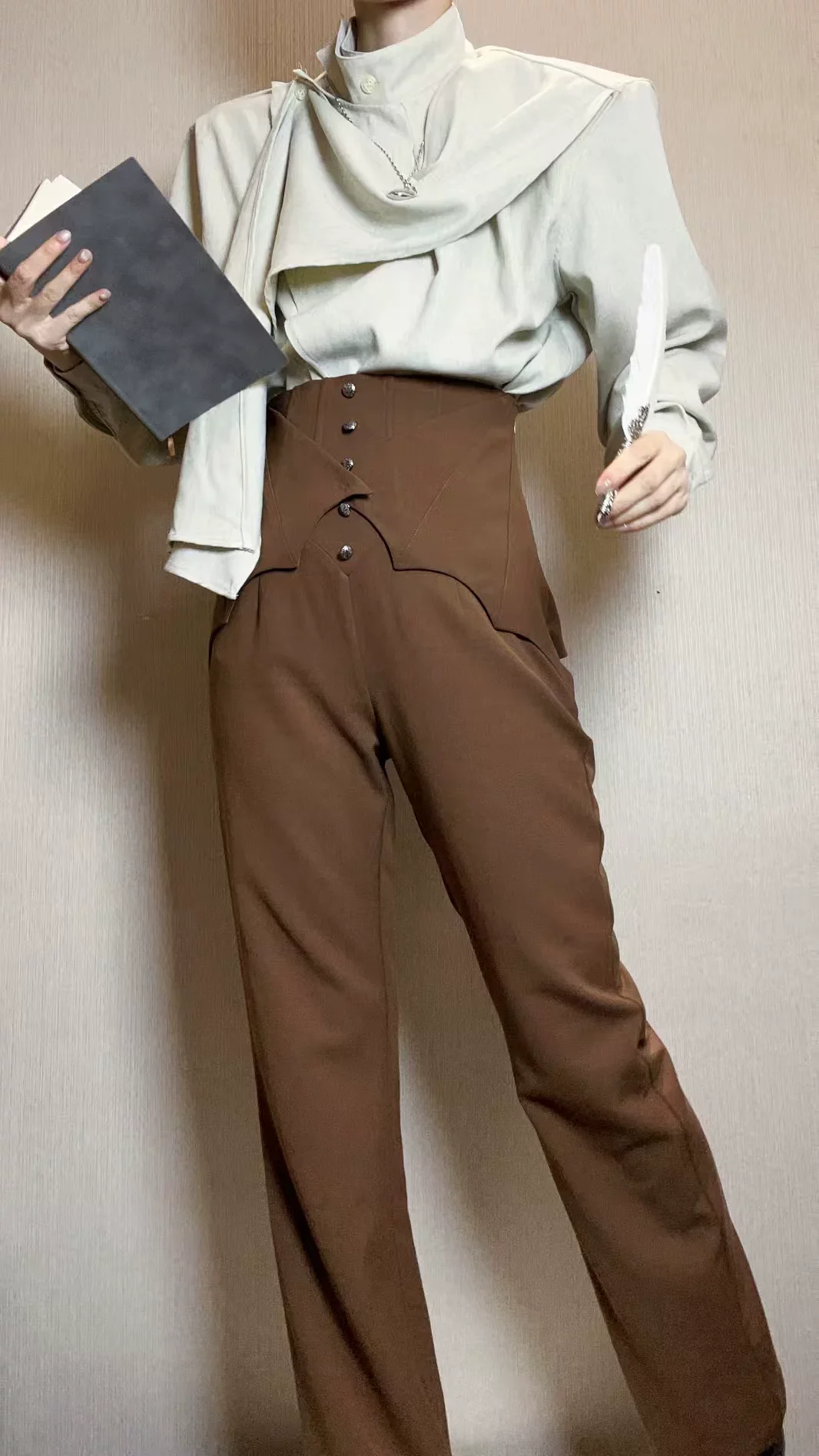 Earl of Drooping Wings - Ouji Lolita Flared Pants, Batwing Decoration - Image 35