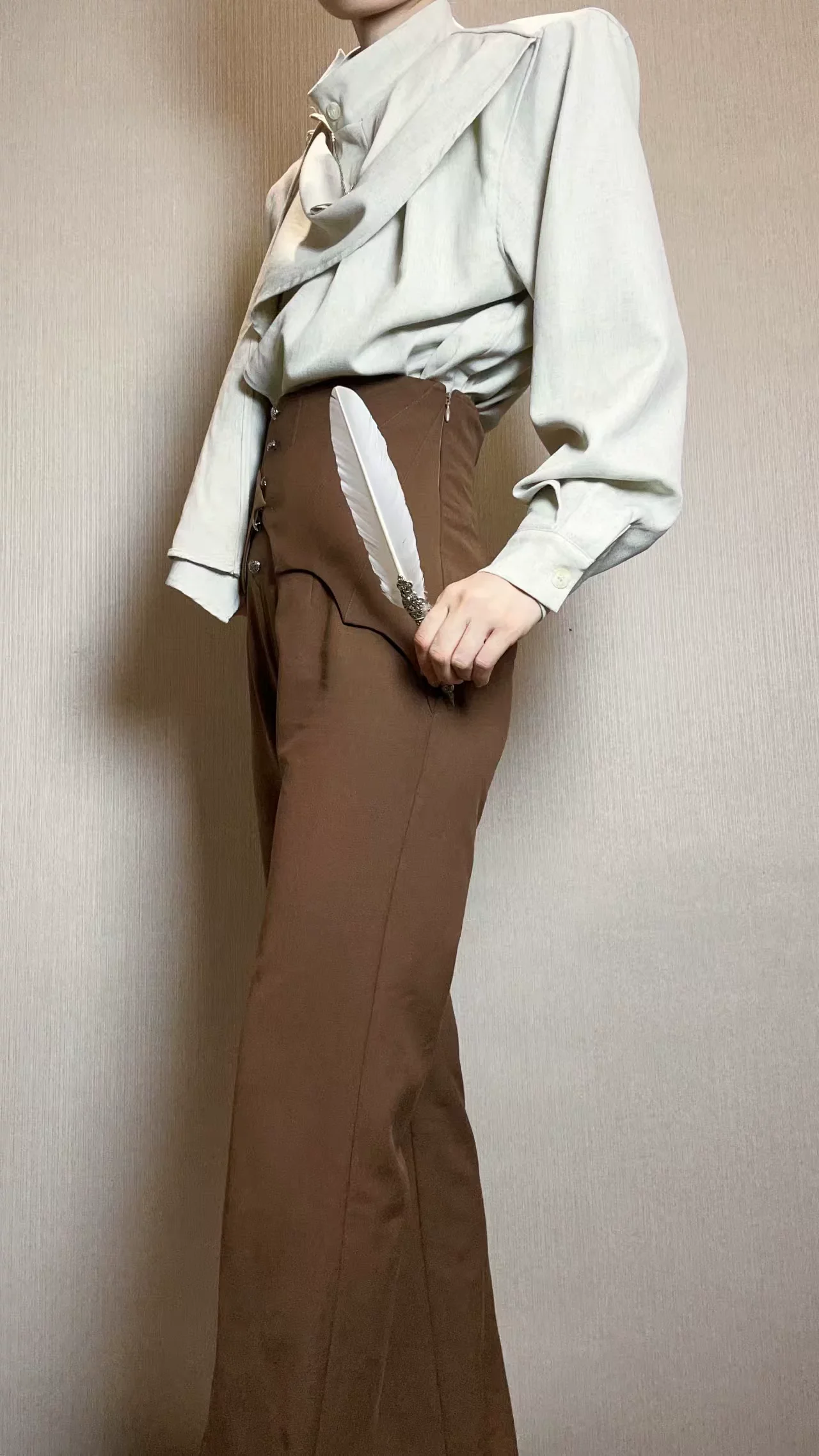 Earl of Drooping Wings - Ouji Lolita Flared Pants, Batwing Decoration - Image 38