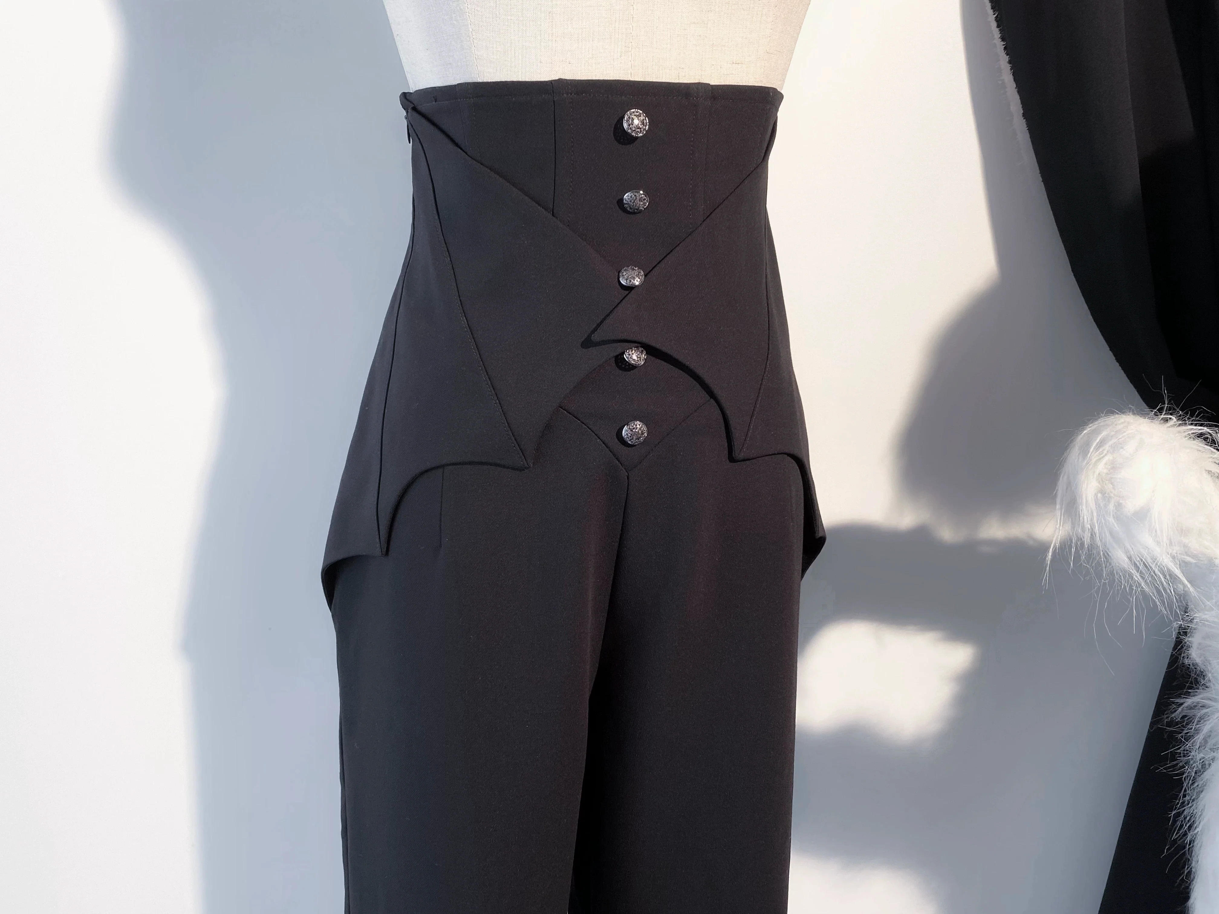 Earl of Drooping Wings - Ouji Lolita Flared Pants, Batwing Decoration - Image 4