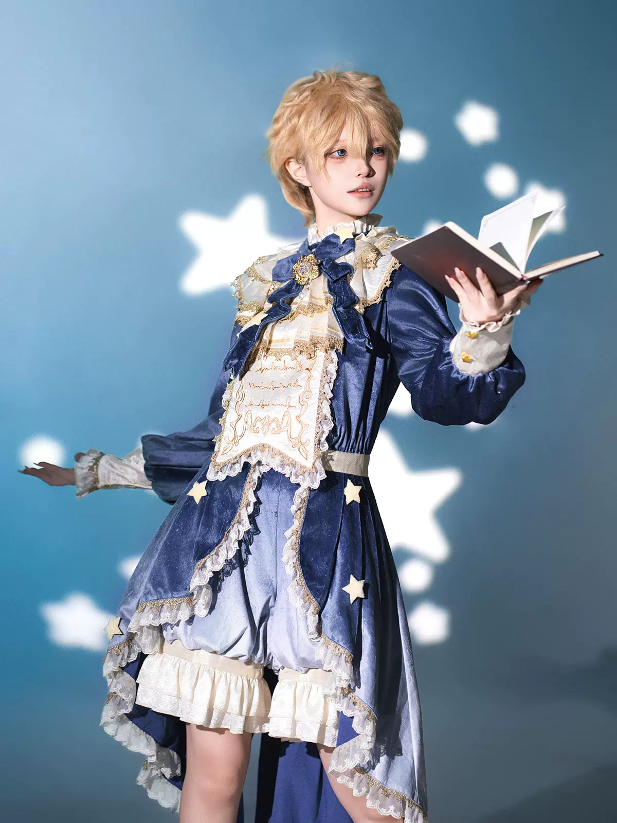 Dream Cloud - Ouji Lolita High-Low Tailcoat, Puffy Lantern Shorts - Image 11