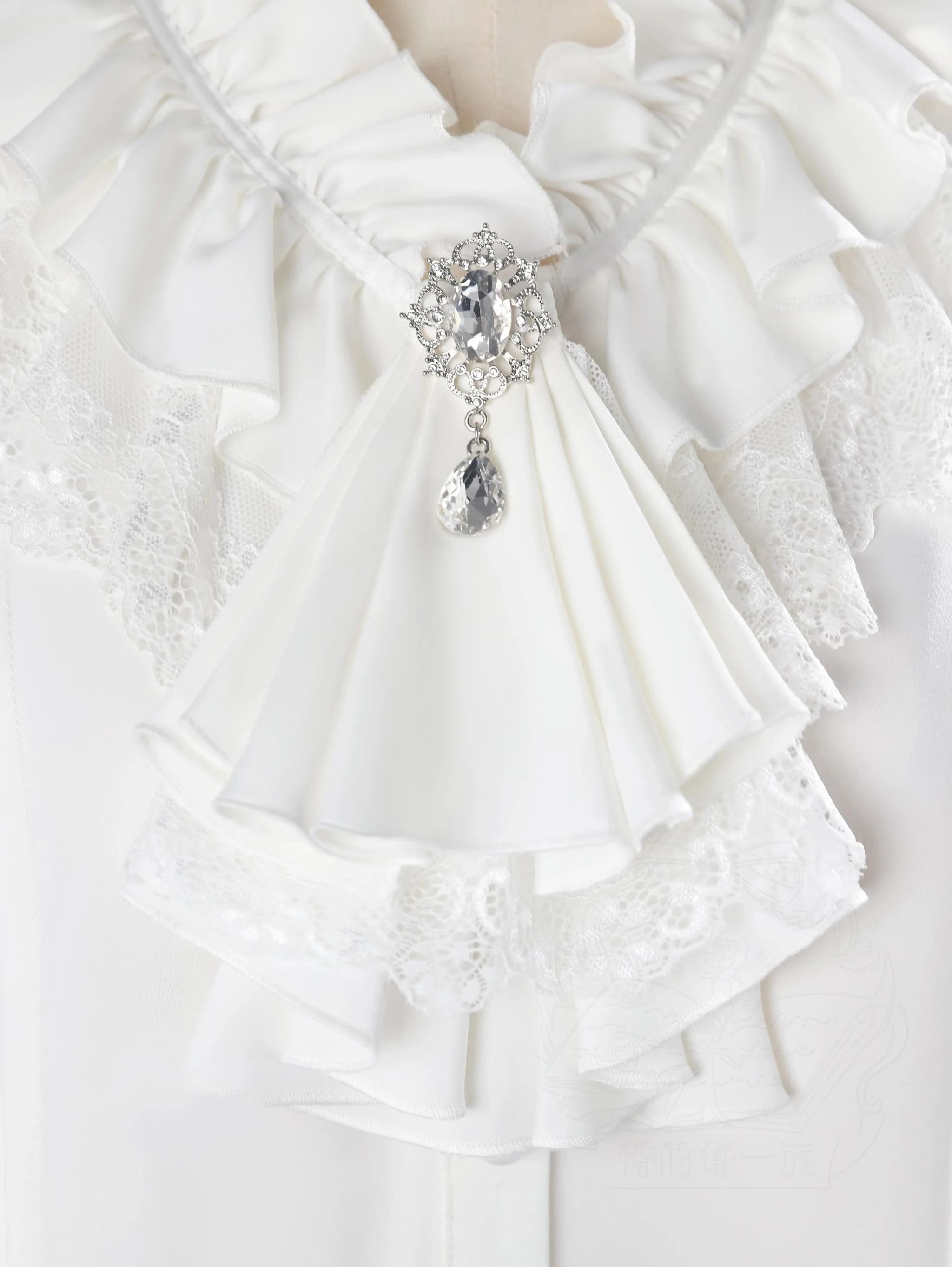 Night & Day Sonata - Ouji Lolita Layered Jabot, Metal Chain Brooch - Image 3