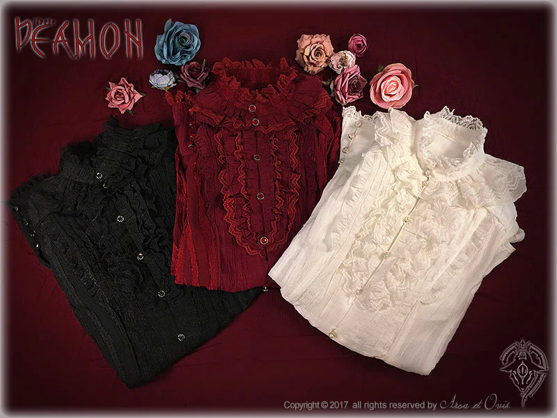 Little Devil - Ouji Lolita Long Sleeve Shirt, Ruffled Lace - Image 10