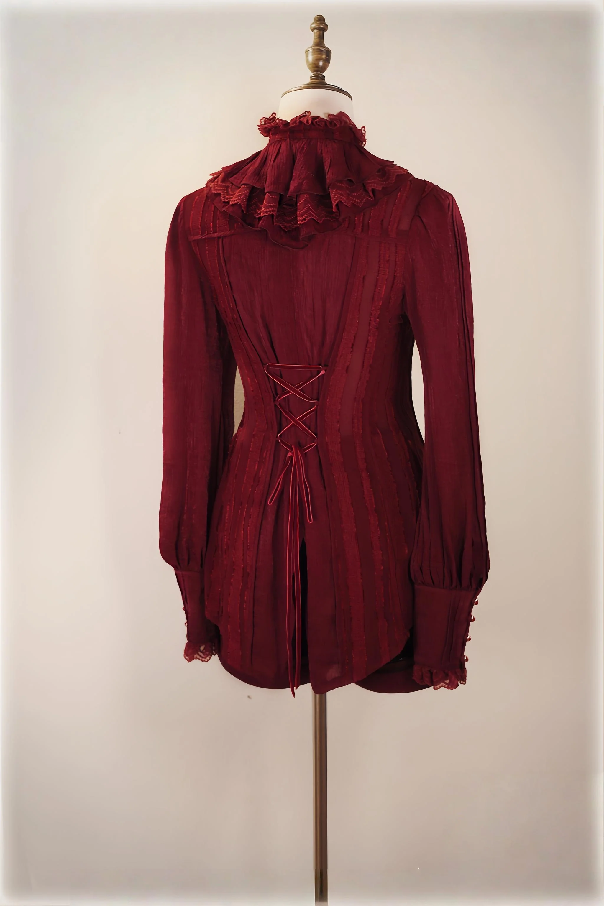 Little Devil - Ouji Lolita Long Sleeve Shirt, Ruffled Lace - Image 3