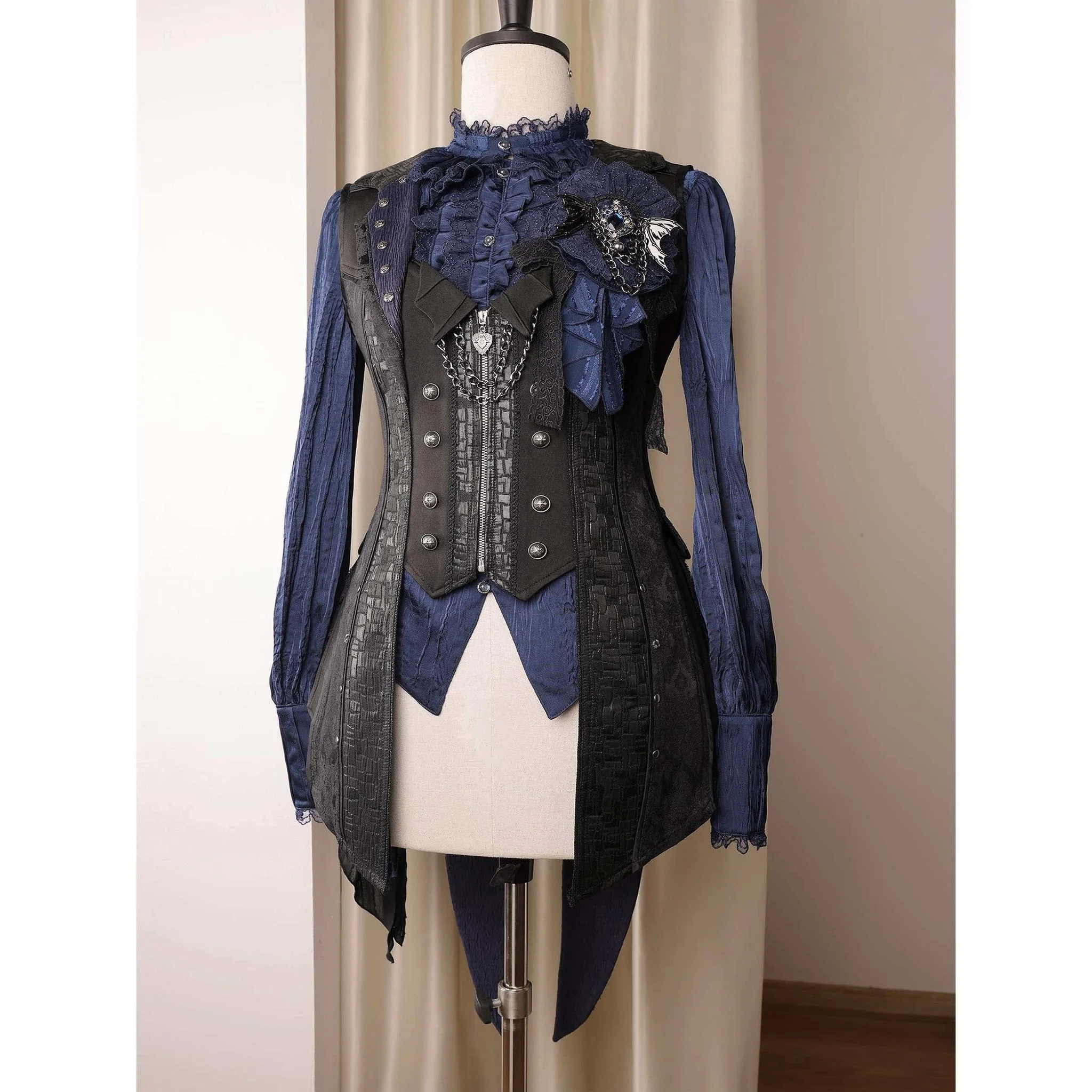 Little Devil - Ouji Lolita Long Sleeve Shirt, Ruffled Lace - Image 4