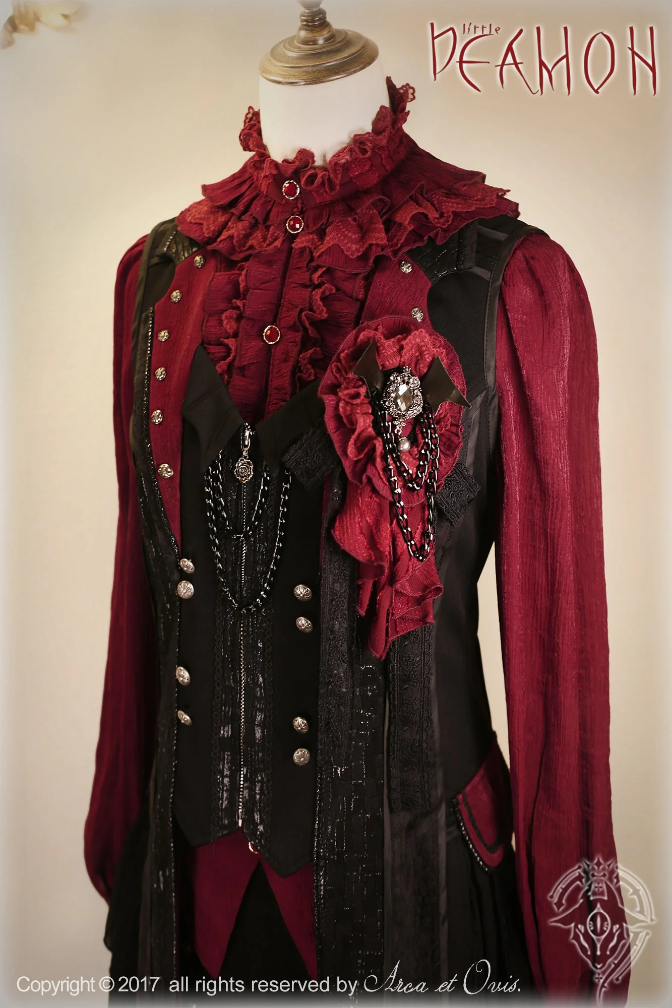 Little Devil - Ouji Lolita Long Sleeve Shirt, Ruffled Lace - Image 5