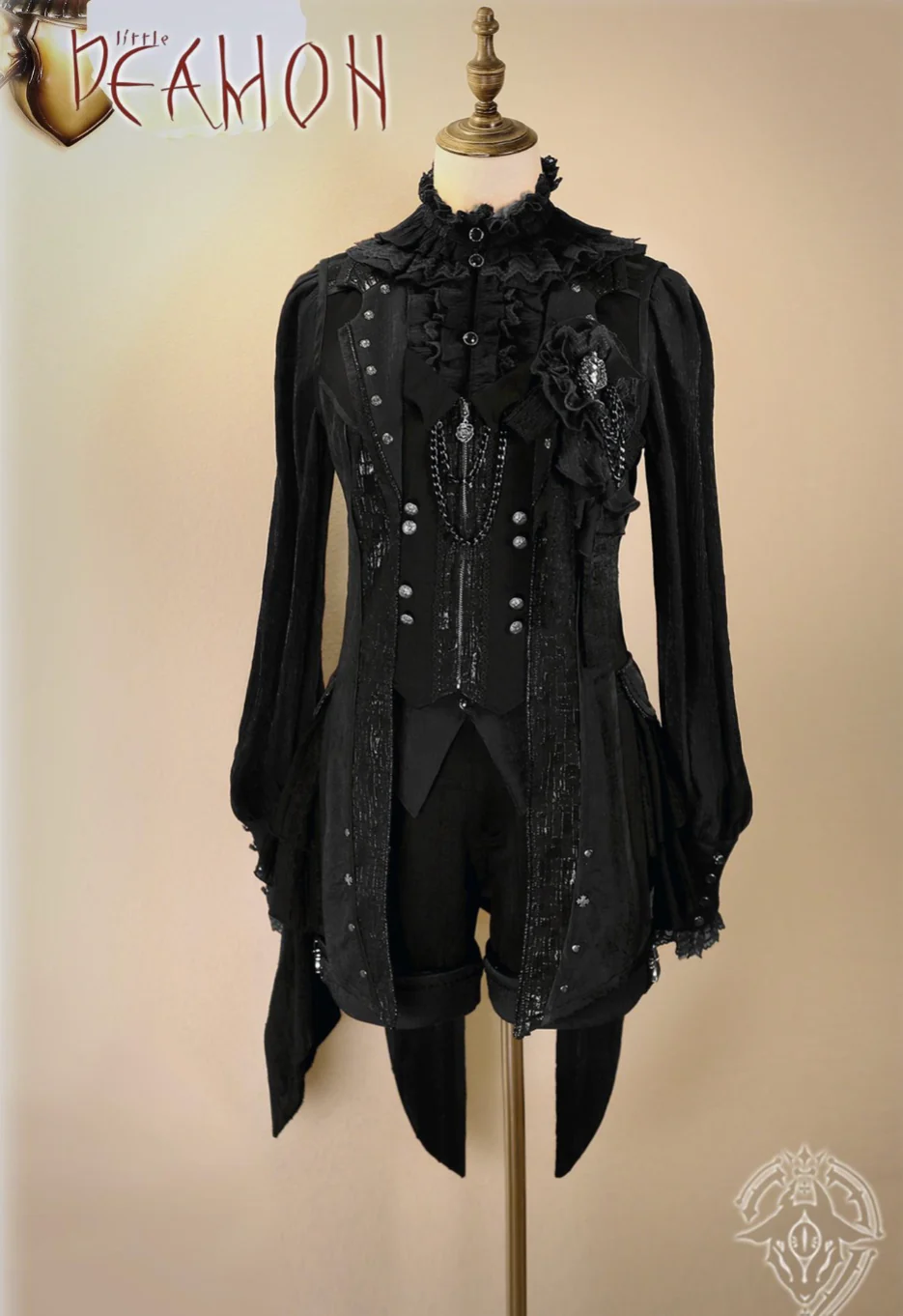 Little Devil - Ouji Lolita Long Sleeve Shirt, Ruffled Lace - Image 7