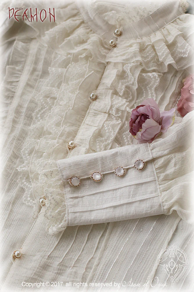 Little Devil - Ouji Lolita Long Sleeve Shirt, Ruffled Lace - Image 8
