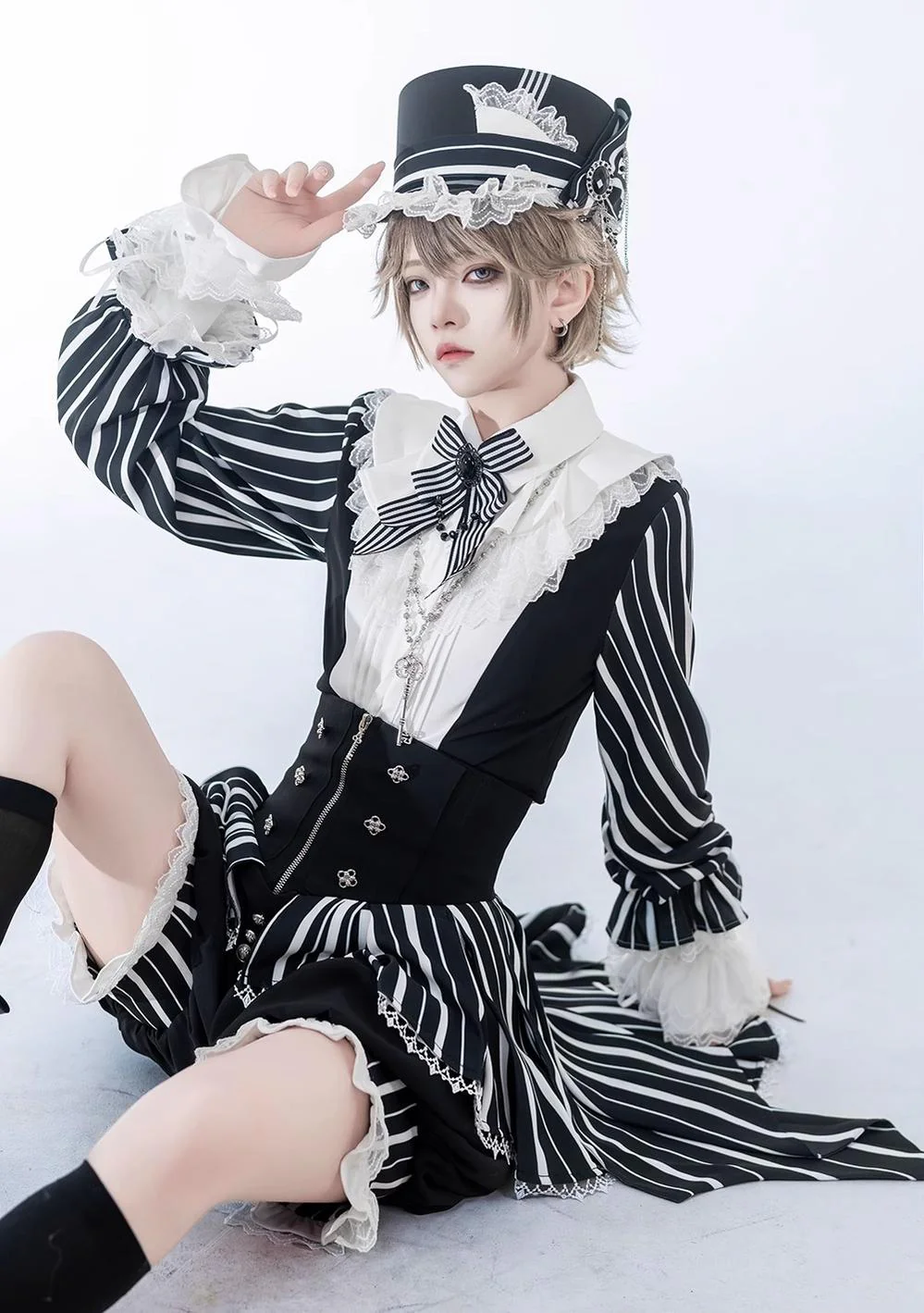 Fancy Trick - Ouji Lolita Long Sleeve Shirt Vintage Shorts Suit - Image 12