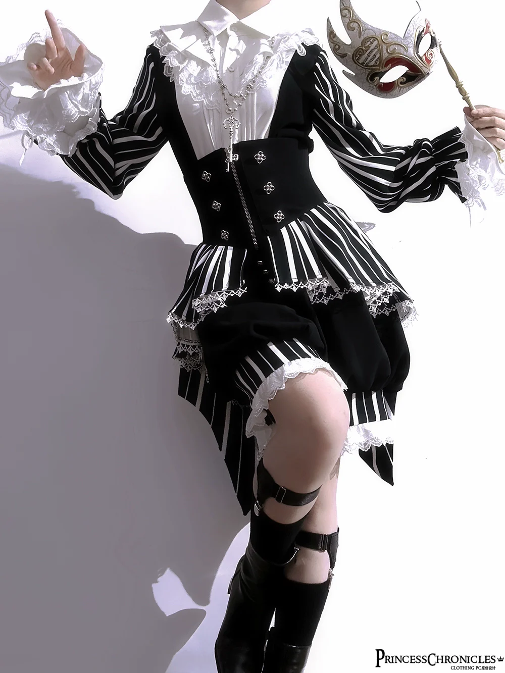 Fancy Trick - Ouji Lolita Long Sleeve Shirt Vintage Shorts Suit - Image 13