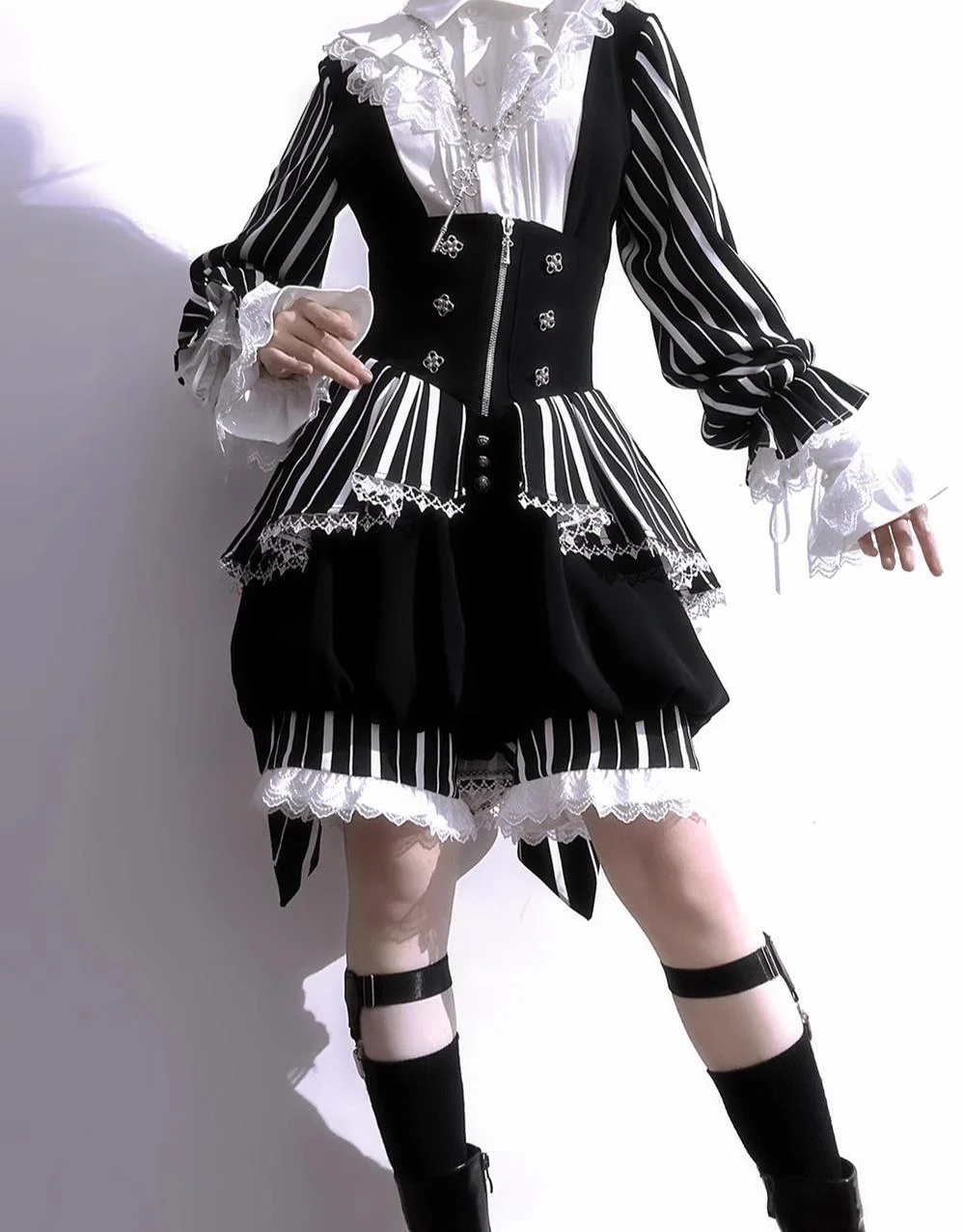 Fancy Trick - Ouji Lolita Long Sleeve Shirt Vintage Shorts Suit - Image 18