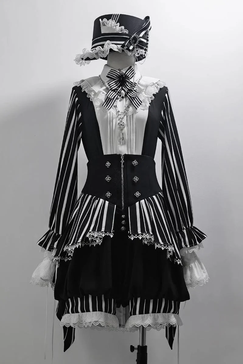 Fancy Trick - Ouji Lolita Long Sleeve Shirt Vintage Shorts Suit - Image 2