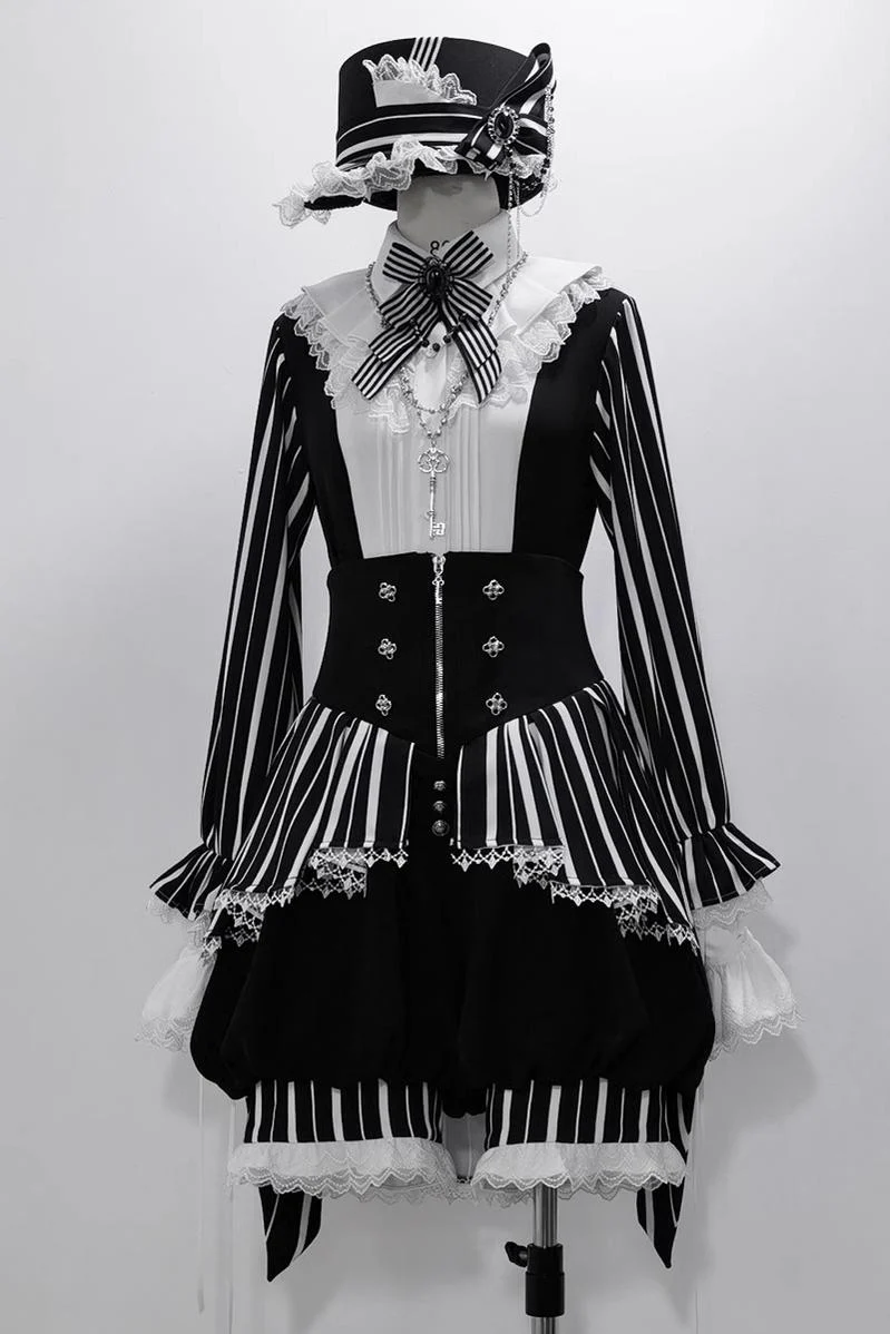 Fancy Trick - Ouji Lolita Long Sleeve Shirt Vintage Shorts Suit - Image 4