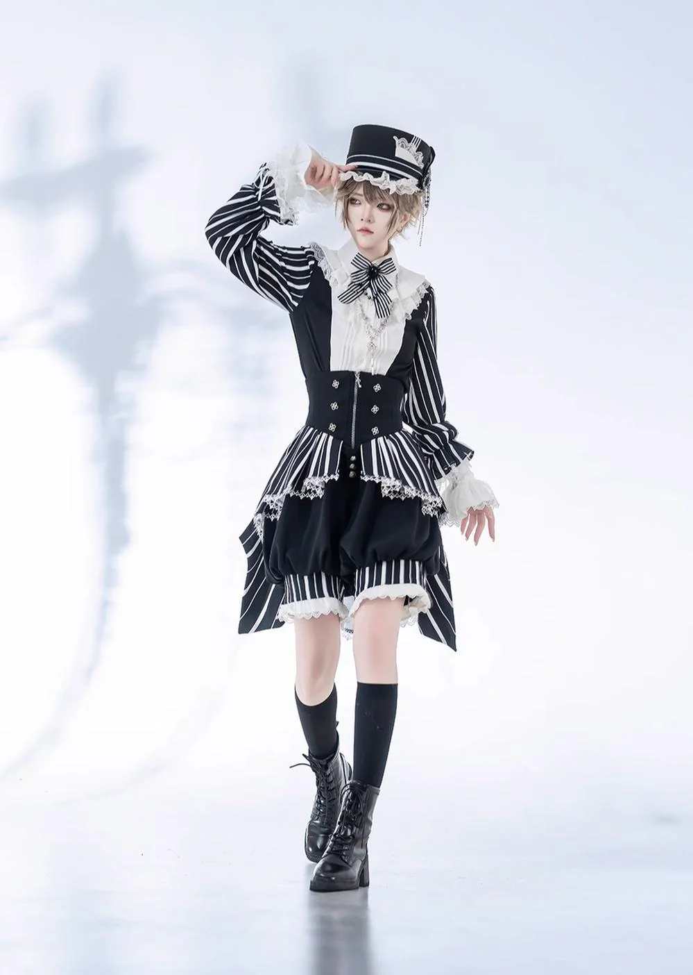 Fancy Trick - Ouji Lolita Long Sleeve Shirt Vintage Shorts Suit - Image 5