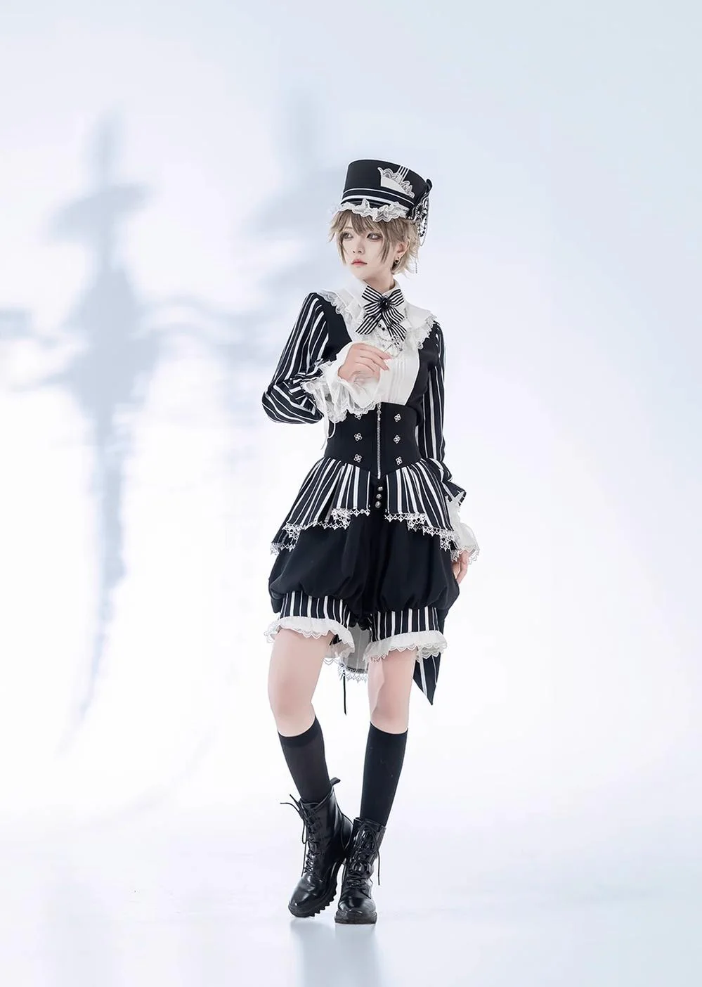 Fancy Trick - Ouji Lolita Long Sleeve Shirt Vintage Shorts Suit - Image 7