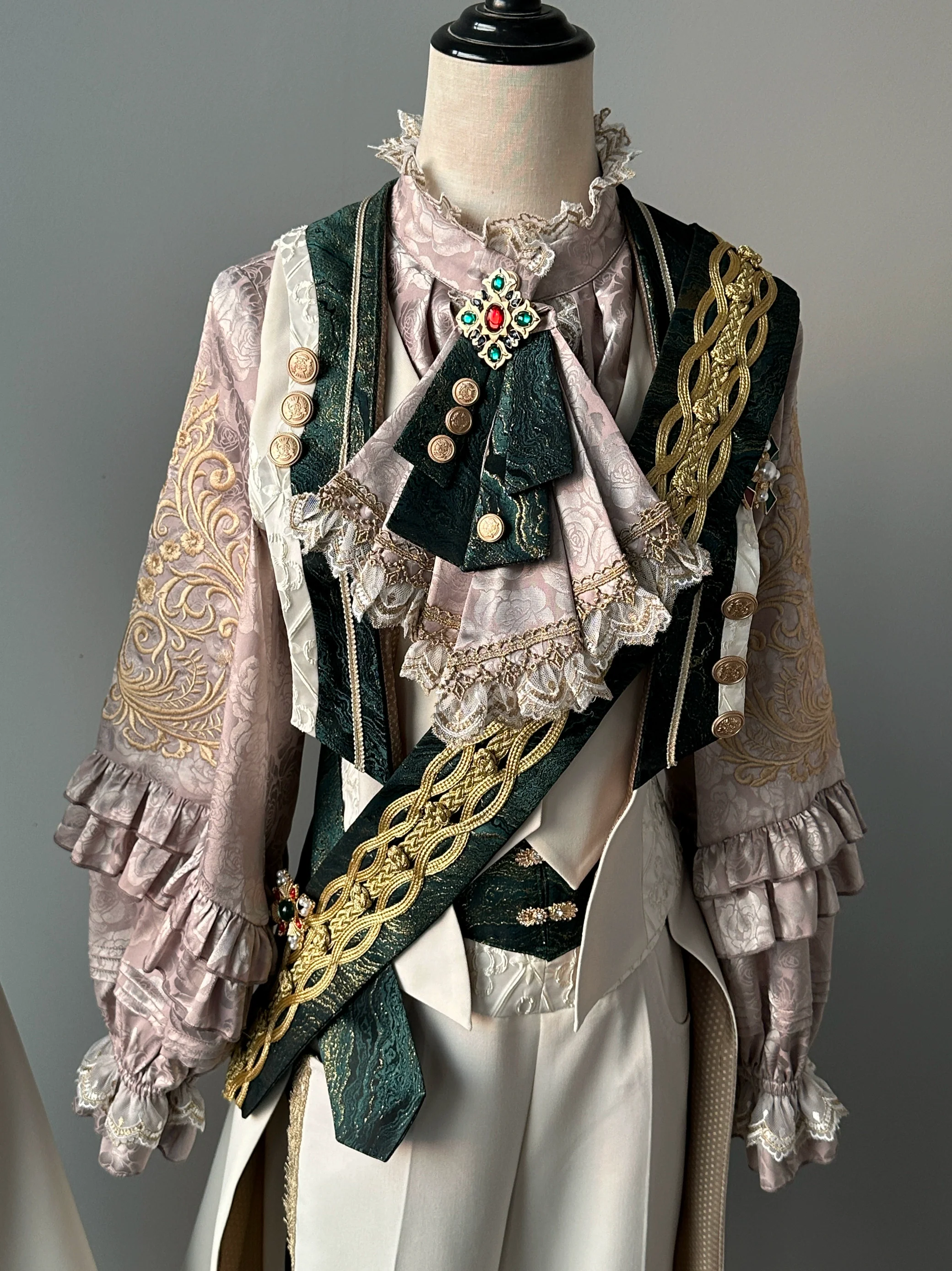 Narsesus - Ouji Lolita Pants Suit Retro European Prince Cape Shirt Vest - Image 6