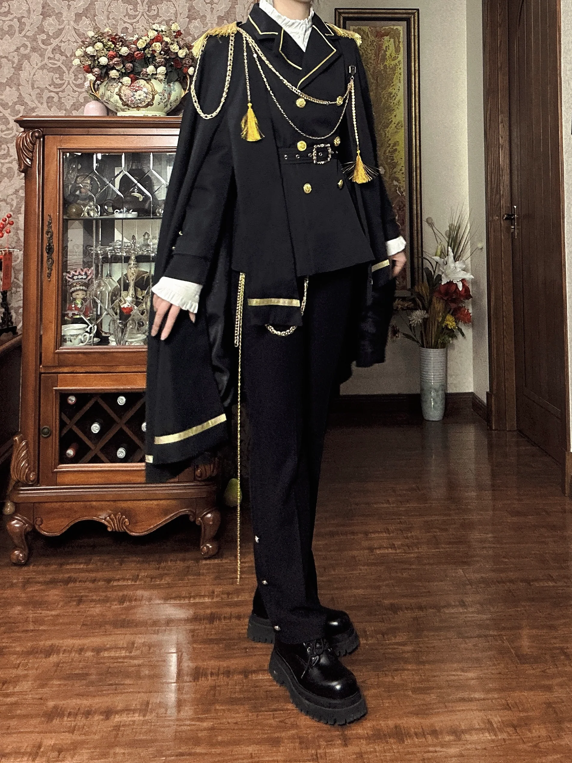 Gazing Galactic - Dawnbreak - Ouji Lolita Pants Suit with Military Coat and Cape - Image 12