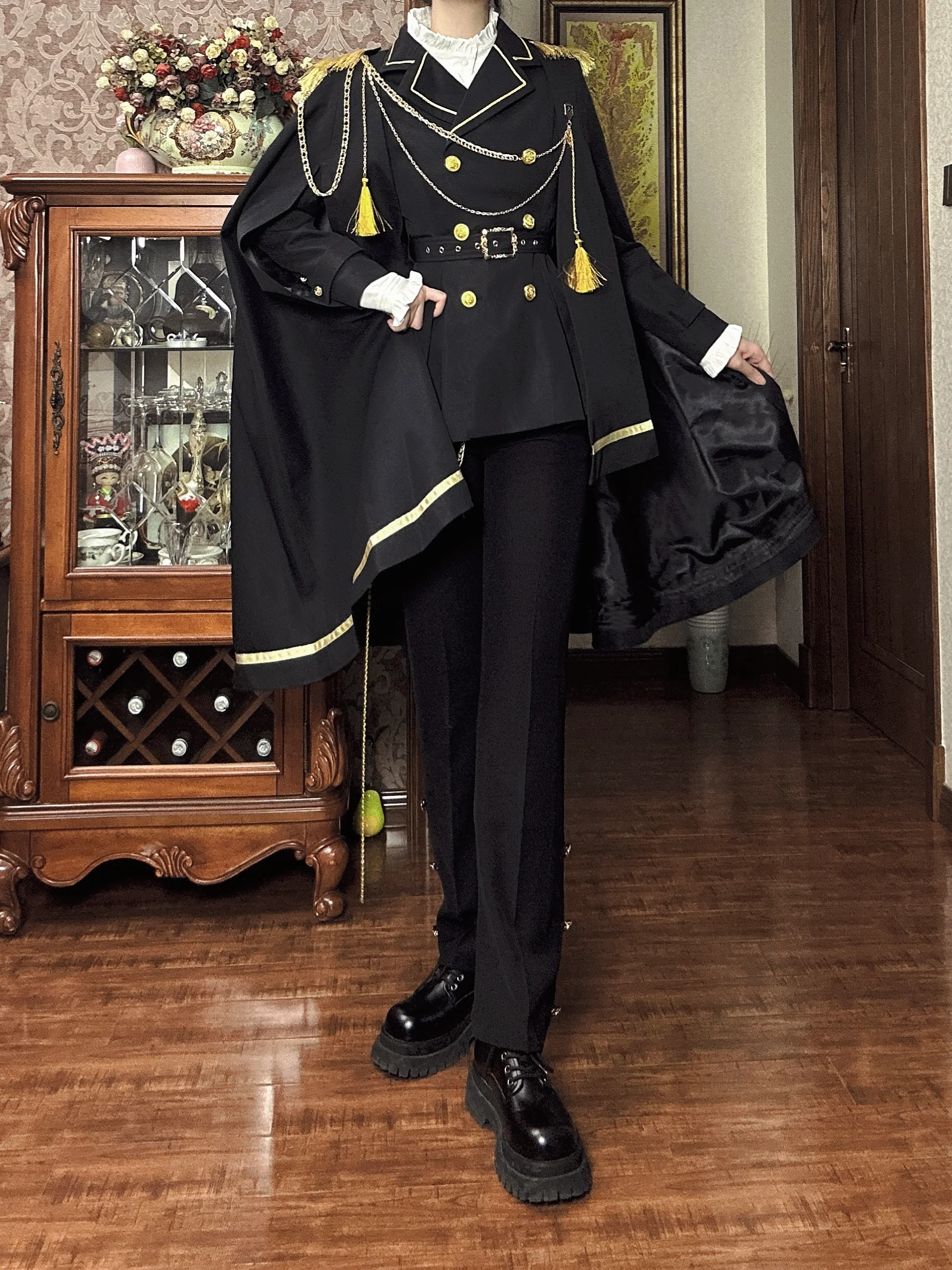 Gazing Galactic - Dawnbreak - Ouji Lolita Pants Suit with Military Coat and Cape - Image 6