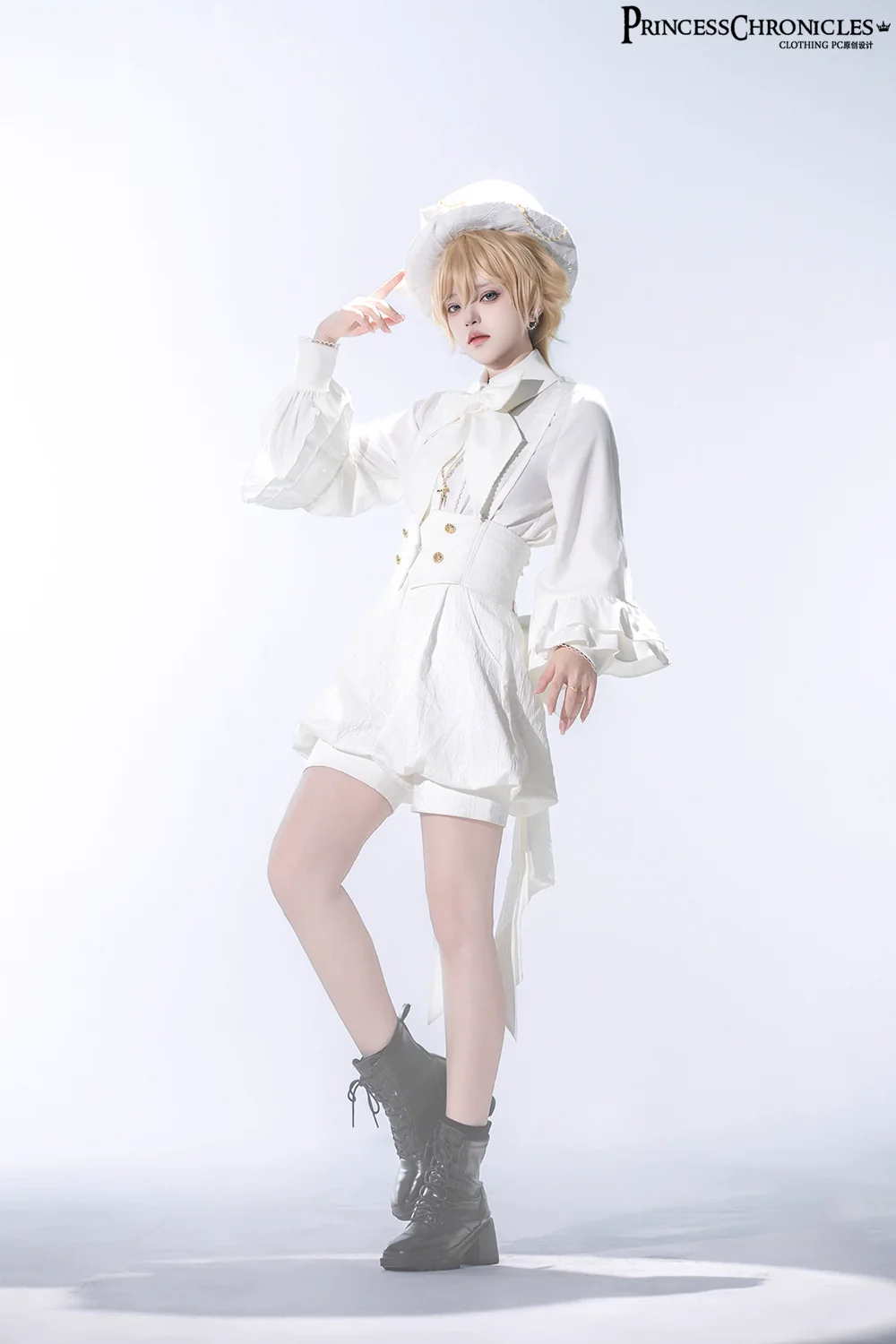 Doll - Ouji Lolita Pink Blouse & White Shorts - Image 4